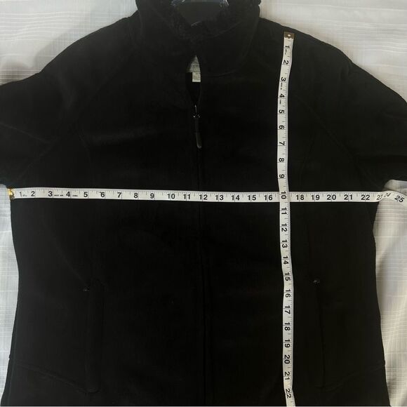 Green Tea Woman Black High Pile Fleece Fur Zipper Long Sleeve Teddy Jacket XL - Picture 9 of 11